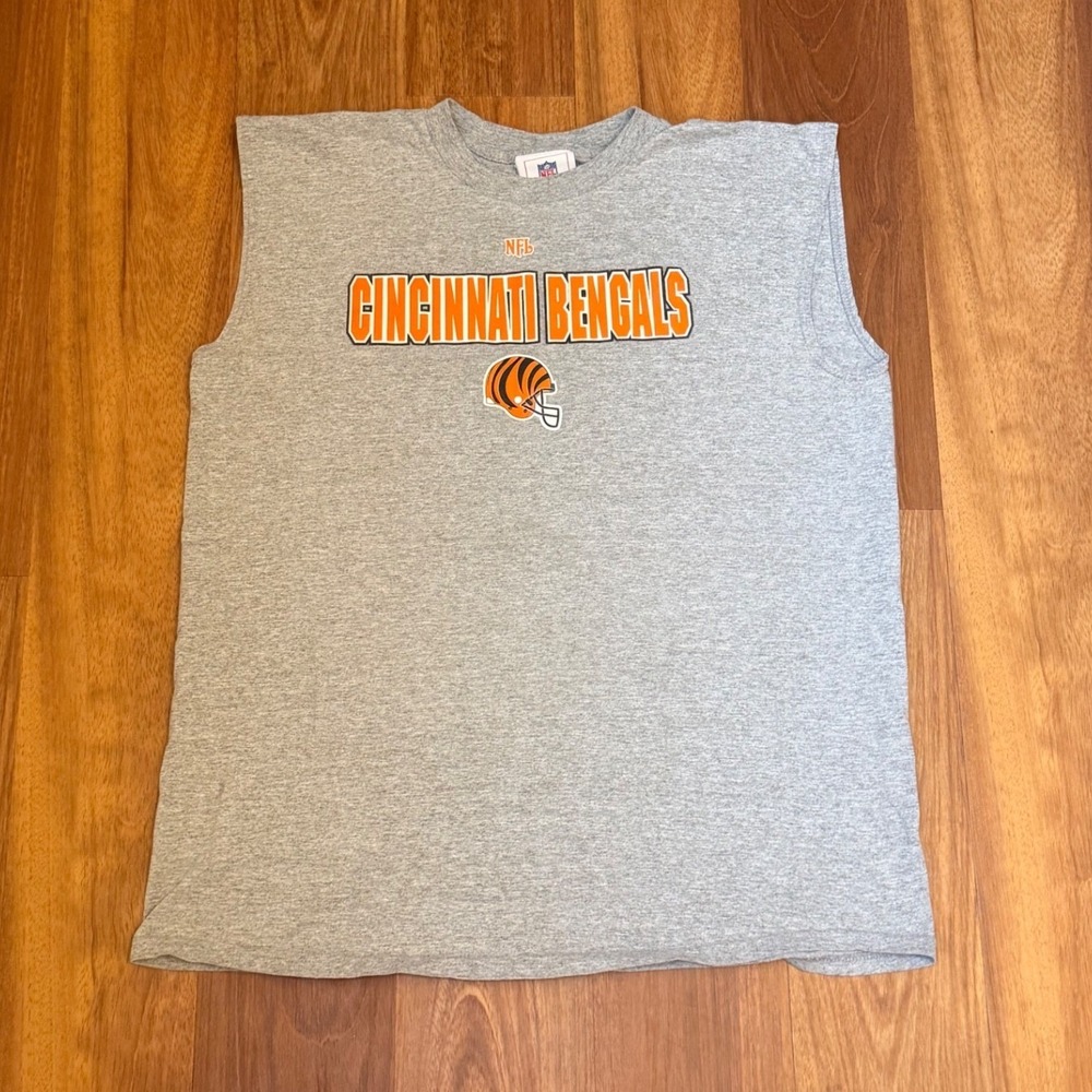 Vintage 90s Cincinnati Bengals NFL Gray Sleeveless Muscle Shirt Men's Size XL